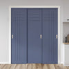 Three Sliding Maximal Wardrobe Doors & Frame Kit - V-Line® Grooved Flush Door V074/V074A - Premium Primed - Six Colour Options