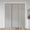 Three Sliding Minimal Wardrobe Doors & Frame Kit - V-Line® Grooved Flush Door V074/V074A - Premium Primed - Six Colour Options