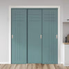 Three Sliding Maximal Wardrobe Doors & Frame Kit - V-Line® Grooved Flush Door V074/V074A - Premium Primed - Six Colour Options