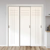 Three Sliding Maximal Wardrobe Doors & Frame Kit - V-Line® Grooved Flush Door V074/V074A - Premium Primed - Six Colour Options