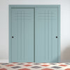 Two Sliding Minimal Wardrobe Doors & Frame Kit - V-Line® Grooved Flush Door V074 - Premium Primed - Six Colour Options