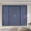 Four Sliding Minimal Wardrobe Doors & Frame Kit - V-Line® Grooved Flush Door V075 - Premium Primed - Six Colour Options