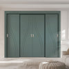 Four Sliding Minimal Wardrobe Doors & Frame Kit - V-Line® Grooved Flush Door V075 - Premium Primed - Six Colour Options