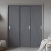 Three Sliding Minimal Wardrobe Doors & Frame Kit - V-Line® Grooved Flush Door V075 - Premium Primed - Six Colour Options