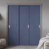 Three Sliding Maximal Wardrobe Doors & Frame Kit - V-Line® Grooved Flush Door V075 - Premium Primed - Six Colour Options