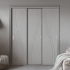 Three Sliding Maximal Wardrobe Doors & Frame Kit - V-Line® Grooved Flush Door V075 - Premium Primed - Six Colour Options