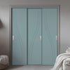 Three Sliding Minimal Wardrobe Doors & Frame Kit - V-Line® Grooved Flush Door V075 - Premium Primed - Six Colour Options