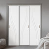 Three Sliding Minimal Wardrobe Doors & Frame Kit - V-Line® Grooved Flush Door V075 - Premium Primed - Six Colour Options