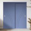 Two Sliding Minimal Wardrobe Doors & Frame Kit - V-Line® Grooved Flush Door V075 - Premium Primed - Six Colour Options