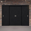 Four Sliding Minimal Wardrobe Doors & Frame Kit - V-Line® Grooved Flush Door V077 - Premium Primed - Six Colour Options