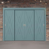 Four Sliding Minimal Wardrobe Doors & Frame Kit - V-Line® Grooved Flush Door V077 - Premium Primed - Six Colour Options