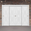 Four Sliding Minimal Wardrobe Doors & Frame Kit - V-Line® Grooved Flush Door V077 - Premium Primed - Six Colour Options