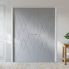 V-Line® Grooved Flush Door Pair V077 - Premium Primed - Six Colour Options