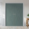 V-Line® Grooved Flush Door Pair V077 - Premium Primed - Six Colour Options