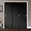 Three Sliding Maximal Wardrobe Doors & Frame Kit - V-Line® Grooved Flush Door V077 - Premium Primed - Six Colour Options