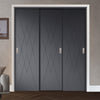 Three Sliding Maximal Wardrobe Doors & Frame Kit - V-Line® Grooved Flush Door V077 - Premium Primed - Six Colour Options