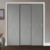 Three Sliding Maximal Wardrobe Doors & Frame Kit - V-Line® Grooved Flush Door V077 - Premium Primed - Six Colour Options