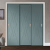 Three Sliding Maximal Wardrobe Doors & Frame Kit - V-Line® Grooved Flush Door V077 - Premium Primed - Six Colour Options