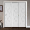 Three Sliding Maximal Wardrobe Doors & Frame Kit - V-Line® Grooved Flush Door V077 - Premium Primed - Six Colour Options