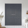 V-Line® Grooved Flush Door Pair V079 - Premium Primed - Six Colour Options