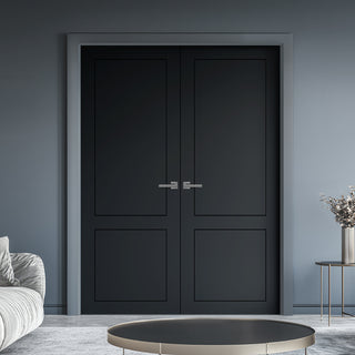 Image: V-Line® Grooved Flush Door Pair V081 - Premium Primed - Six Colour Options