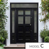 Exterior Victorian Bird 4L 4P Front Door with Two Sidelights & Transom - Customisable: Size, Colour, Glass and Sidelight Options