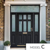 Exterior Victorian Blackwell 6L 3P Front Door with Two Sidelights & Transom - Customisable: Size, Colour, Glass and Sidelight Options