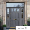 Exterior Victorian Blackwell 3L 6P Front Door with Two Sidelights & Transom - Customisable: Size, Colour, Glass and Sidelight Options