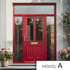 Exterior Colonial 2L 2P Front Door with Two Sidelights & Transom - Customisable: Size, Colour, Glass and Sidelight Options