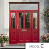 Exterior Colonial 2L 2P Front Door with Two Sidelights & Transom - Customisable: Size, Colour, Glass and Sidelight Options