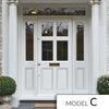 Exterior Colonial 4L 2P Front Door with Two Sidelights & Transom - Customisable: Size, Colour, Glass and Sidelight Options