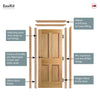 EasiKit Internal Door and Frame Kit - Victorian - 4 Flat Panels Oak Internal Door - Unfinished