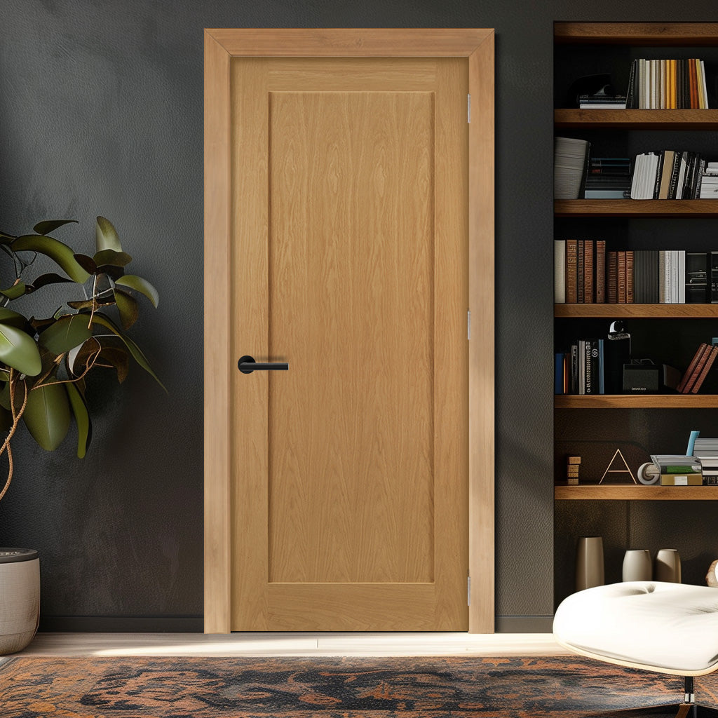 EasiKit Internal Door and Frame Kit - Walden Real American Oak Veneer Internal Door - Unfinished