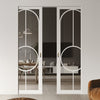 Bowery White Primed Absolute Evokit Double Pocket Doors - Clear Glass