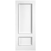 Top Mounted Black Sliding Track & Double Door - Murcia White Primed Internal Door - Clear Glass