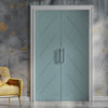 V-Line® Grooved Flush Door Pair V070 - Premium Primed - Six Colour Options