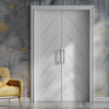 V-Line® Grooved Flush Door Pair V070 - Premium Primed - Six Colour Options