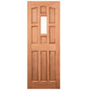 York Meranti Wooden Front Door - Reeded Toughened Double Glazing