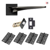 Zenith Door Lever Handle Pack - 4 Square Hinges - Matt Black