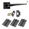 Zenith Door Lever Handle Pack - 3 Square Hinges - Matt Black