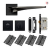 Zenith Door Lever Bathroom Handle Pack - 4 Square Hinges - Matt Black