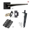 Zenith Double Door Lever Handle Pack - 6 Radius Cornered Hinges - Matt Black - Combo Handle and Accessory Pack