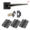 Zenith Door Lever Handle Pack - 3 Radius Cornered Hinges - Matt Black