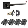 Zenith Door Lever Handle Pack - 4 Radius Cornered Hinges - Matt Black