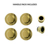 2 Pairs of Anniston 50mm Sliding Door Round Flush Pulls and 2x  Finger Pull  - Polished Gold Finish