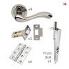 Bari Double Door Lever Handle Pack - 6 Square Hinges - Polished Chrome Finish - Combo Handle and Accessory Pack