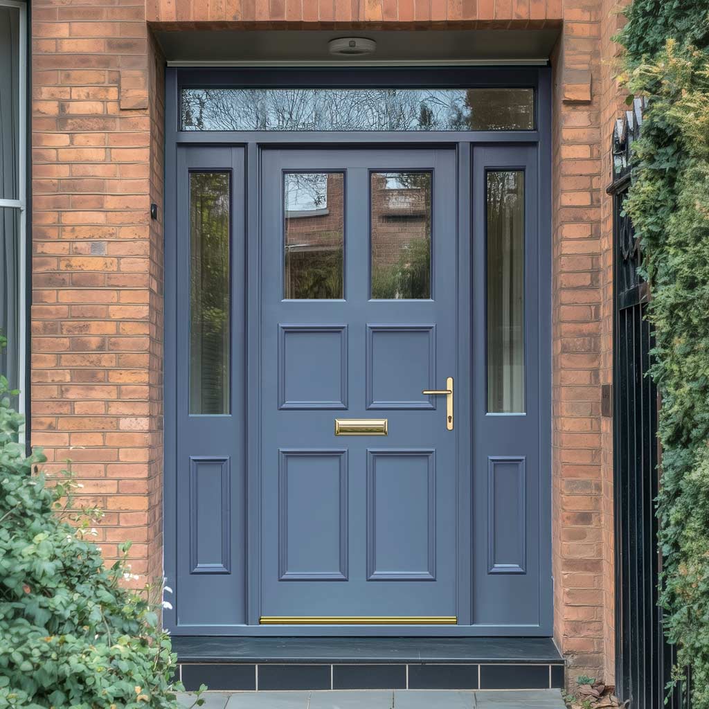 Exterior Victorian Ailsa 2L 4P Front Door with Two Sidelights & Transom - Customisable: Size, Colour, Glass and Sidelight Options