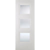 Premium Single Sliding Door & Wall Track - Amsterdam 3 Panel Door - Clear Glass - White Primed