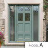 Exterior Victorian Bird 4L 4P Front Door with Two Sidelights - Customisable: Size, Colour, Glass and Sidelight Options