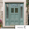 Exterior Victorian Bird 4L 4P Front Door with Two Sidelights - Customisable: Size, Colour, Glass and Sidelight Options